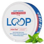Snus sub forma de pliculete cu nicotina mentolata de tarie tare (strong) marca Loop Mint Mania Extra Strong
